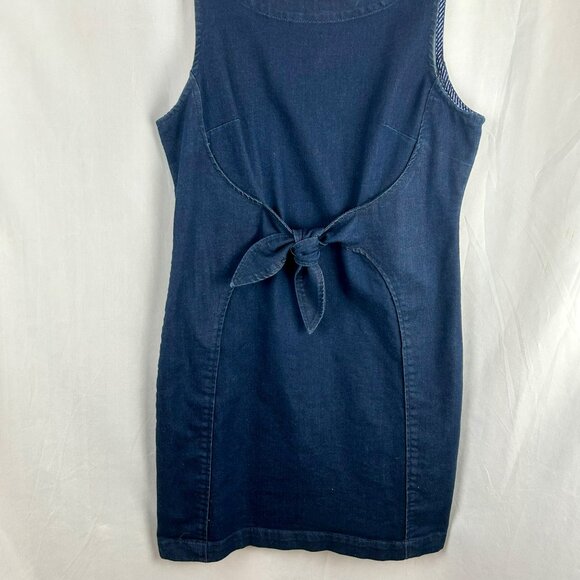 Holding Horses Anthropologie Denim Ribbon Dress Women 12 Blue Stretch Boho - Picture 6 of 13